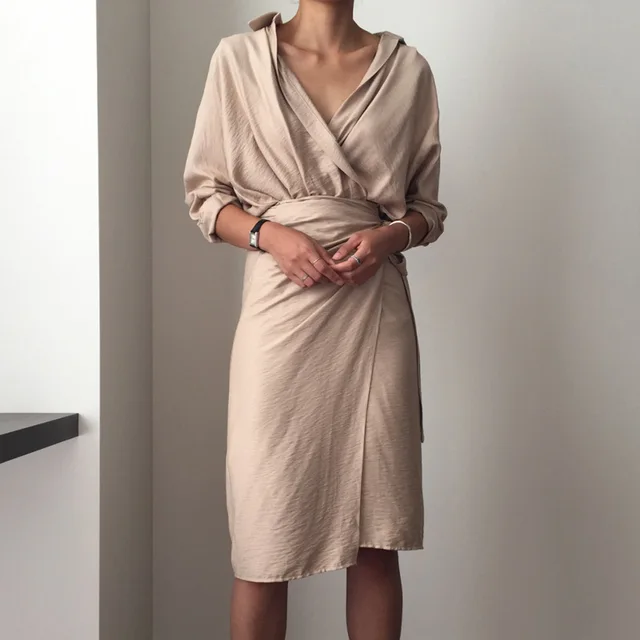 Vintage wrap shirt dress Women 