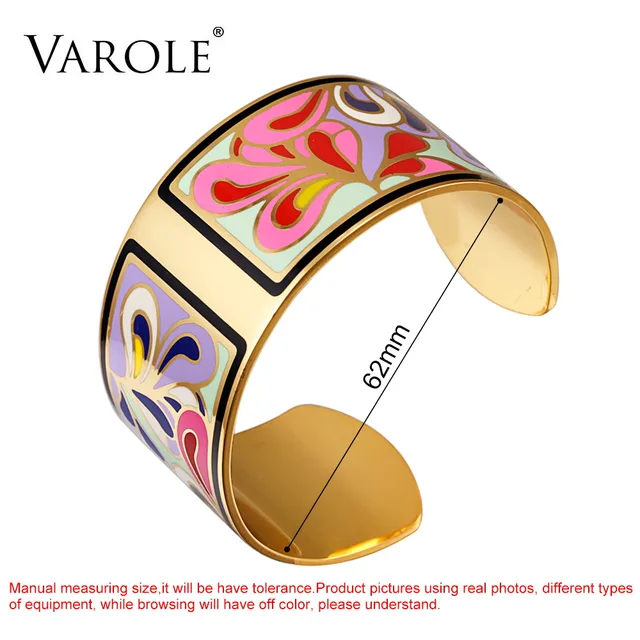 VAROLE Top Quality 100% Copper Opening Color Enamel Love Bangle Bracelets & Bangles Pulseiras Women Fashion Jewelry pulsera-animated-img