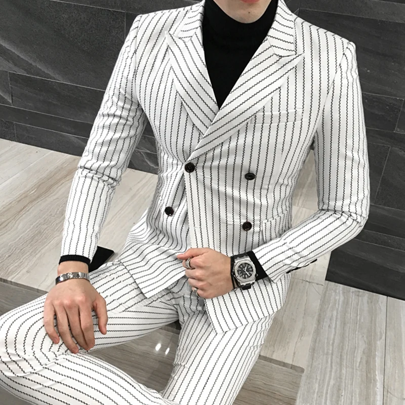 Mens Double-breasted Suit Fashion 