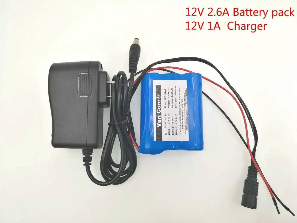 12 V 2600 mAh 18650 Li-ion Rechargeable battery Pack for CCTV Camera 2.6A Batteries+ 12.6V 1A Charger-animated-img