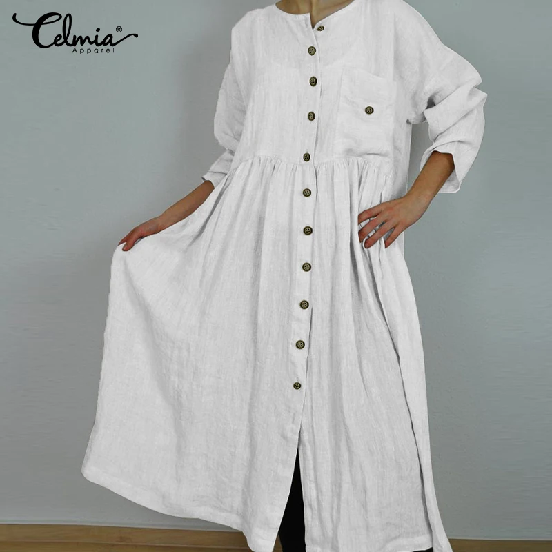 Vintage Women Long Shirt Dress Celmia 