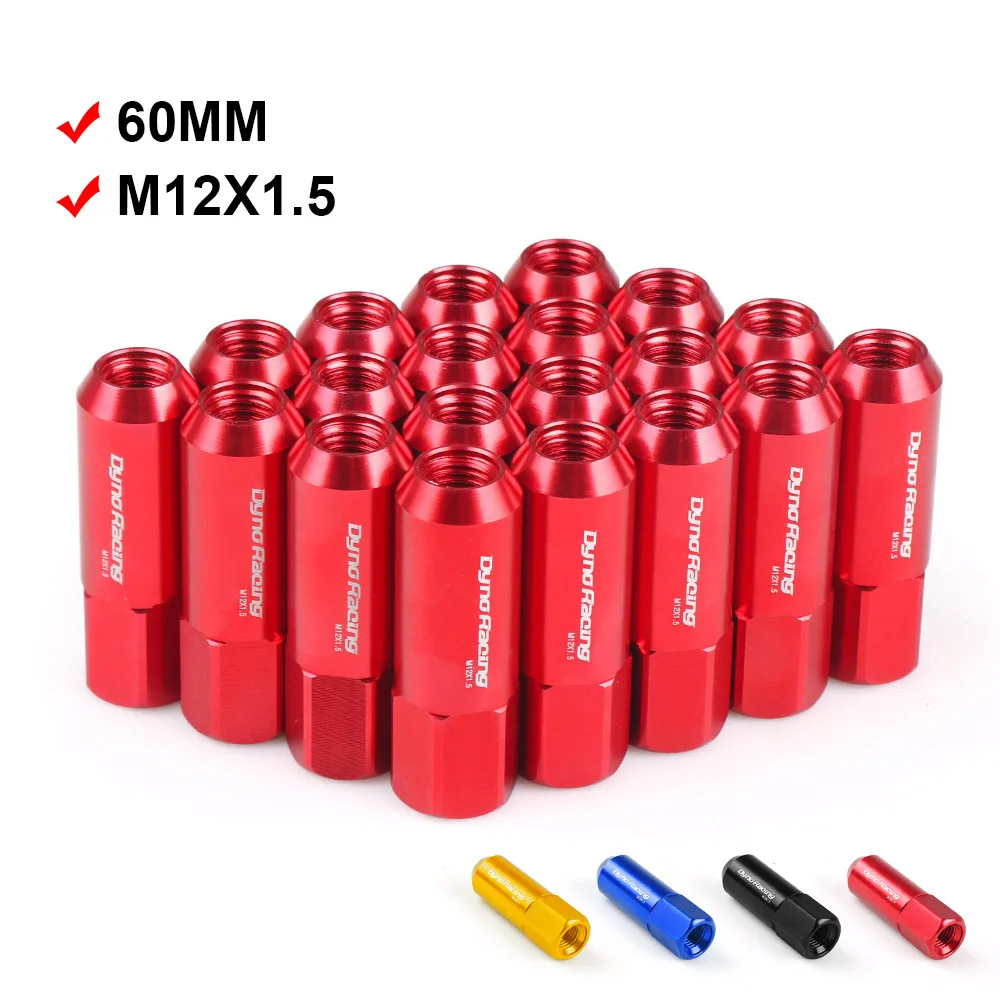 20PCS M12 X 1.5  Wheel Lug Nuts 60mm Aluminum Racing Lock Lug Wheel Nuts Screw TT100442-animated-img