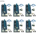 6pcs 006C USB 3.0 PCI-E Express 1X 4x 8x 16x Extender Riser Adapter Card SATA 15pin Male to 6pin Power Cable for Bitcoin Mining