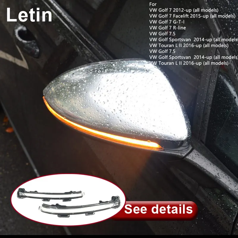 Αγορά Ανταλλακτικά αυτοκινήτου  Letin indicator Dynamic Sequential Flow Side  Mirror Amber LED Turn Signal Light For VW Golf 7 MK7 7.5 GTI R Sportsvan  Touran L