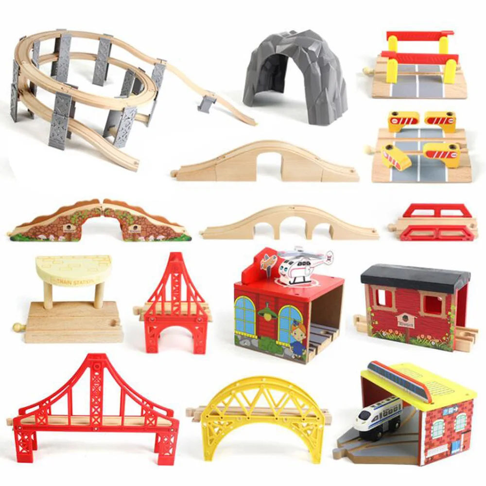 wooden train construction set