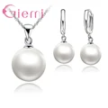 3 Color Option White/Black/Pink Pearl Jewelry Sets Luxury 925 Sterling Silver Necklace Pendant Earrings Set for Women Gift preview-1