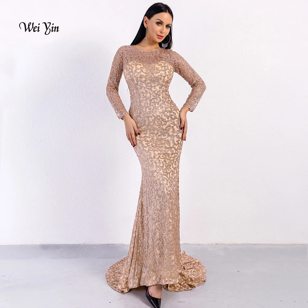 weiyin Shiny Gold Sequins Dubai Mermaid 