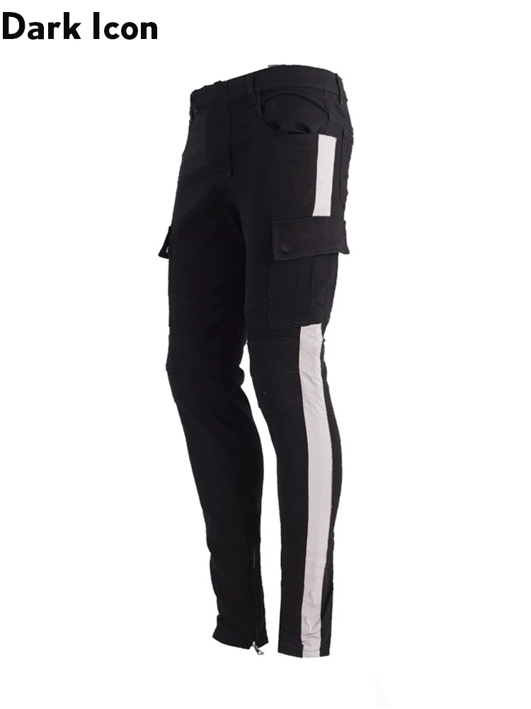 mens black pants with white stripe down side