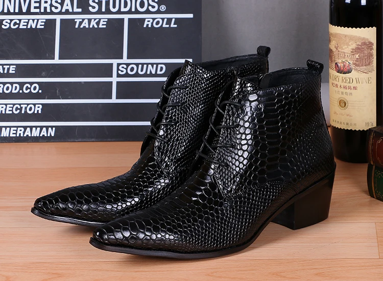 black python skin boots