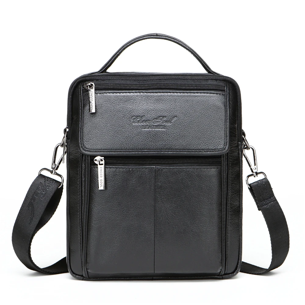 black leather messenger bag