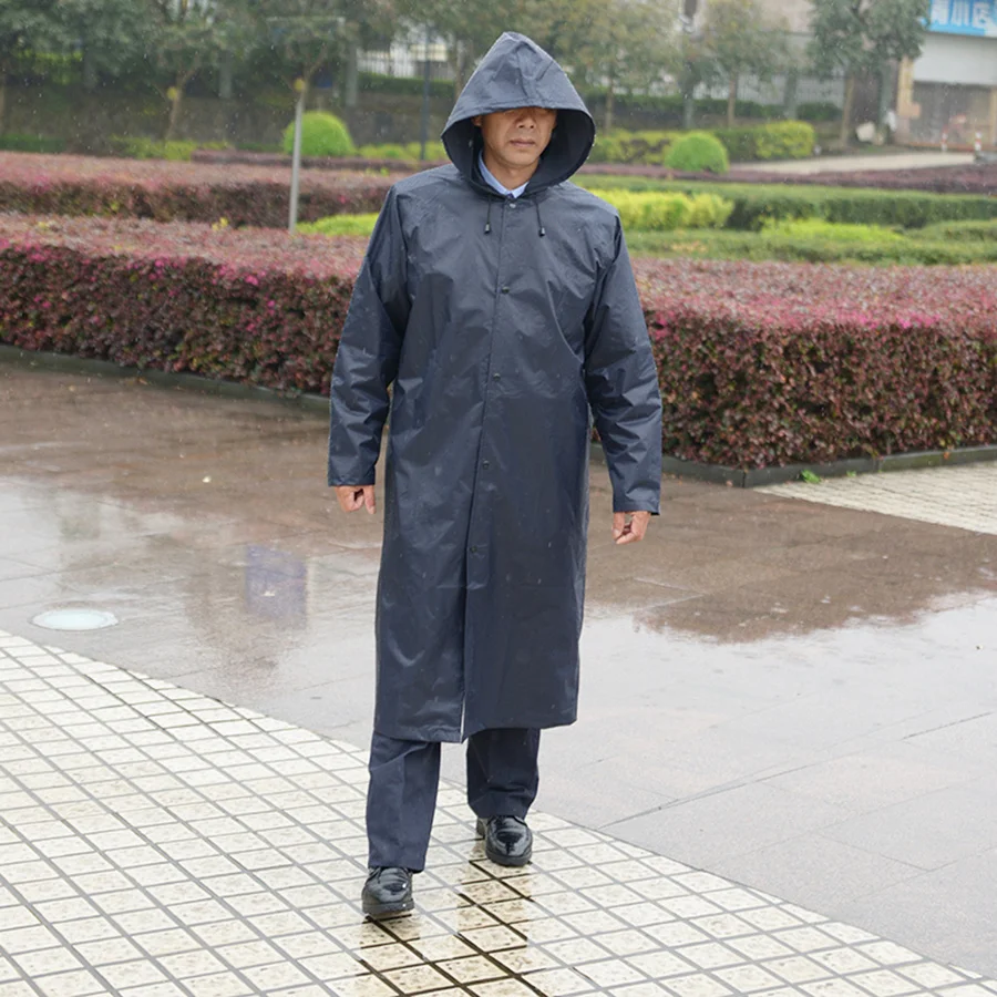 Long Raincoat Men Black Waterproof 