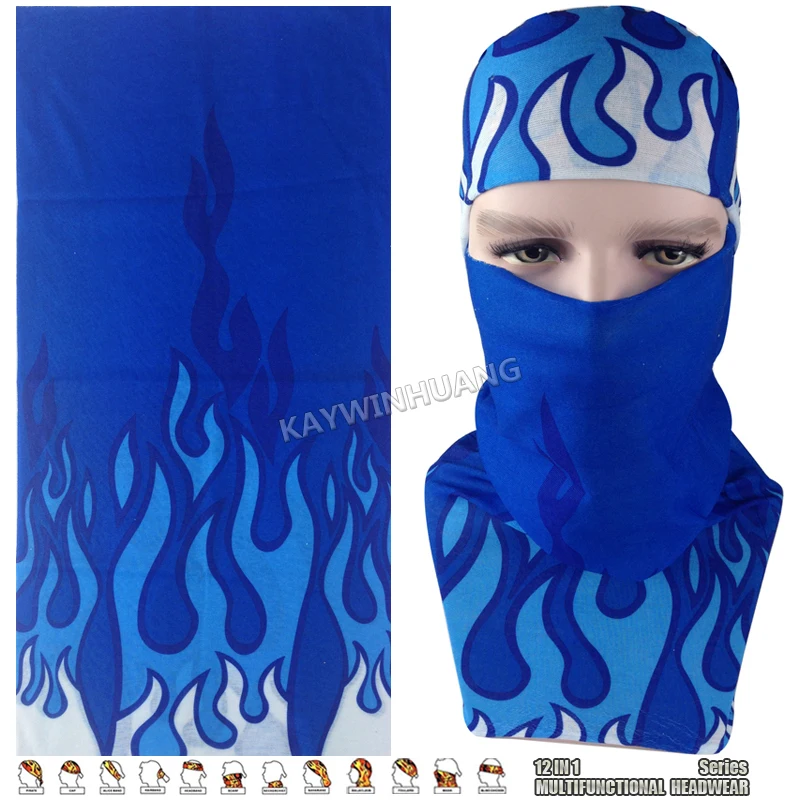 EXPRESS SHIPPING 100pcs/lot(Mix Model OK) 24*50cm 100% Polyester Fashion Blue Tribal Flames Motley Tube Multi Function Headwear