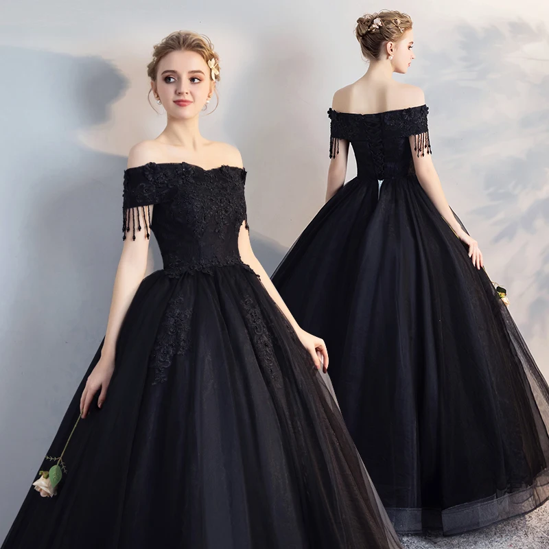 SSYFashion New Black Prom Dress Banquet 