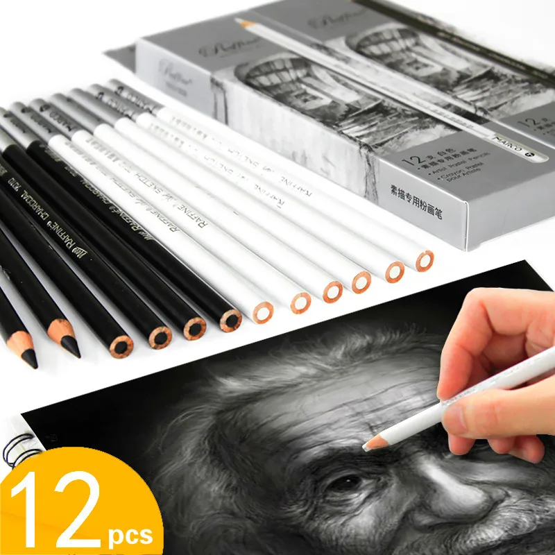 Professional Sketch Pencils Set Charcoal Soft/Medium/Hard Carbon