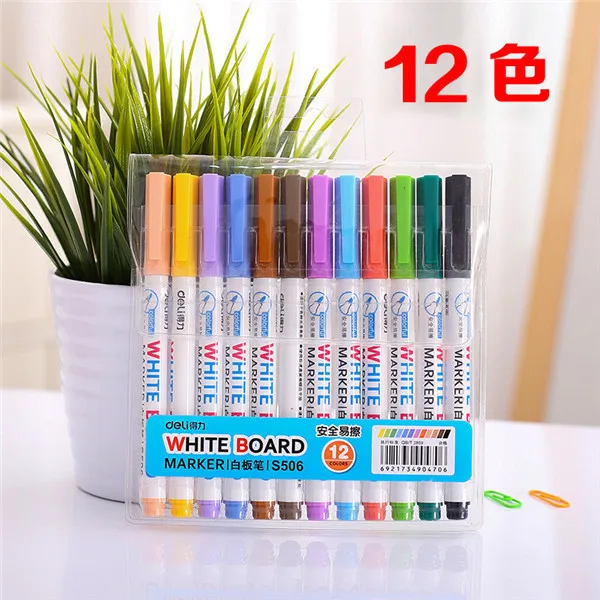 Knysna 12 Colors Whiteboard Marker Pen Erasable Colorful Marker Pens Liquid  Chalk Pens School Office Writing