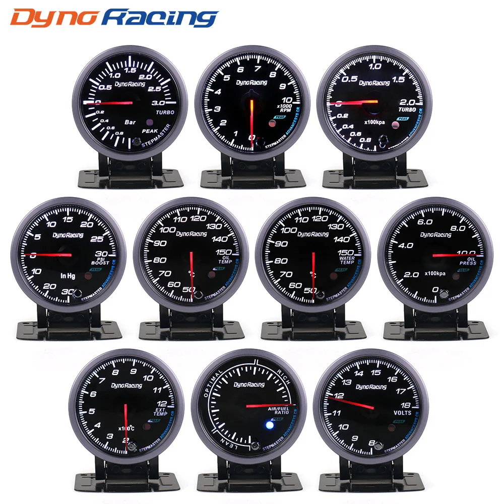 Dynoracing 2.5'' 60MM White /Amber lights Oil pressure Water temp Oil temp Voltage Turbo Boost Exhaust gas temp gauge Car meter-animated-img