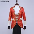 (jacket+pants+vest+tie) sets European prom wedding groom formal dresses costume stage show red singer star performance party preview-1