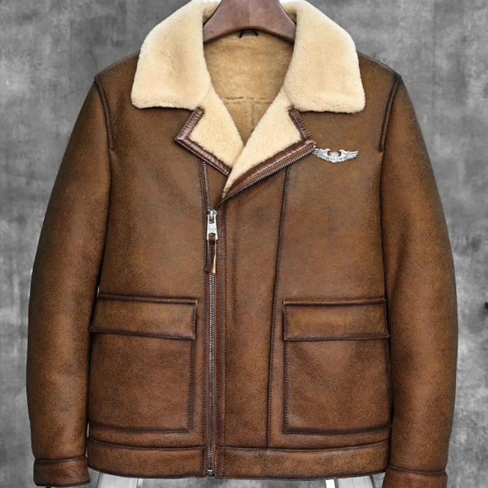 Sheepskin Bomber Jacket Shearling Coat 