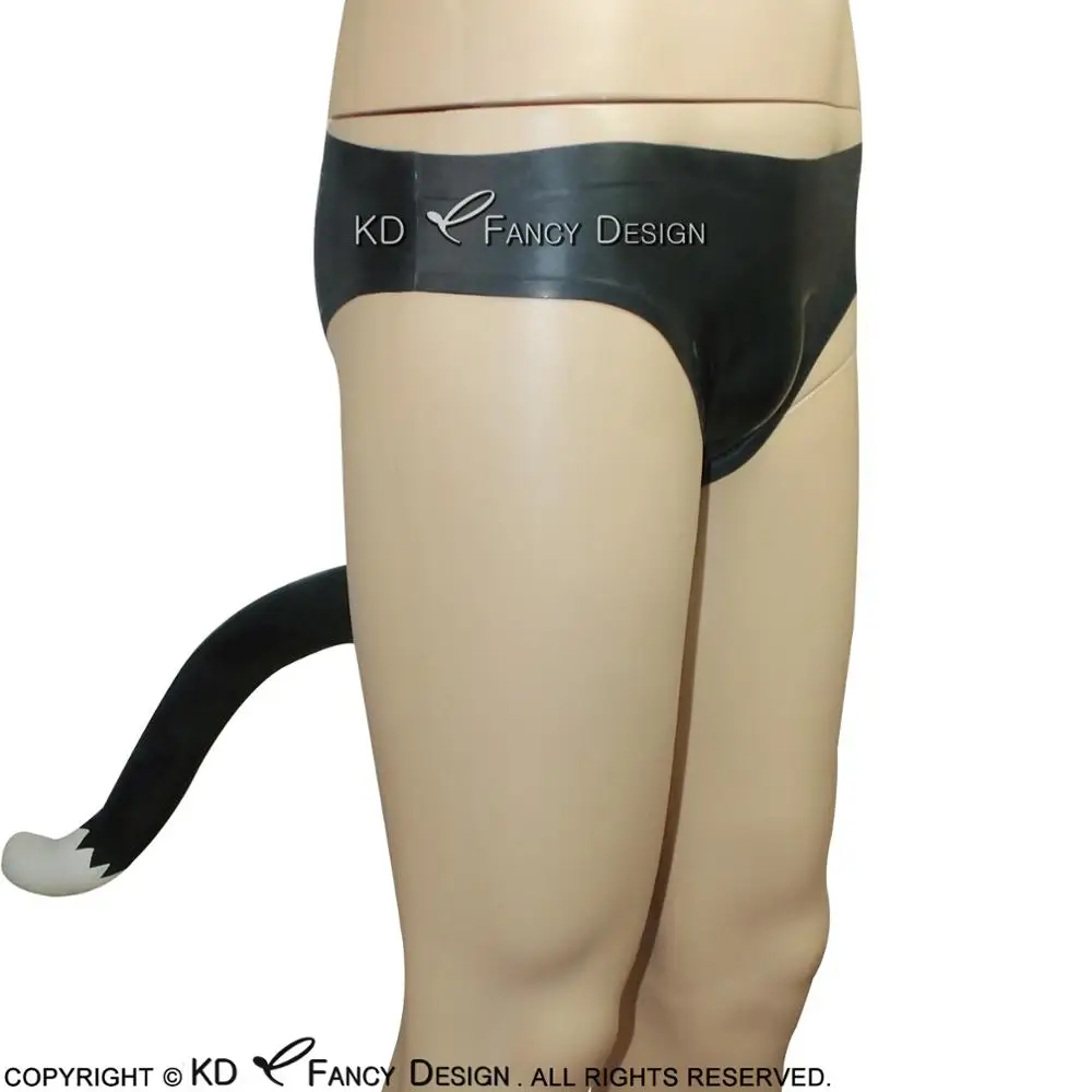 Latex Rubber Underwear Black Latex Underwear With Trims - Panties