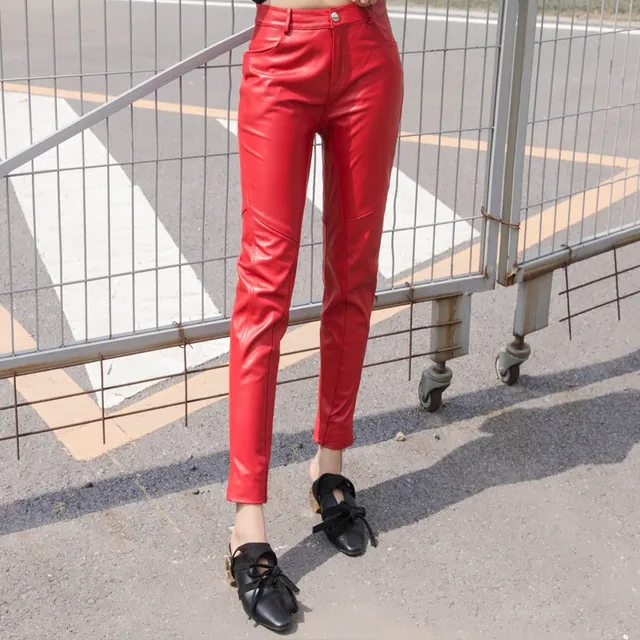 red leather trousers