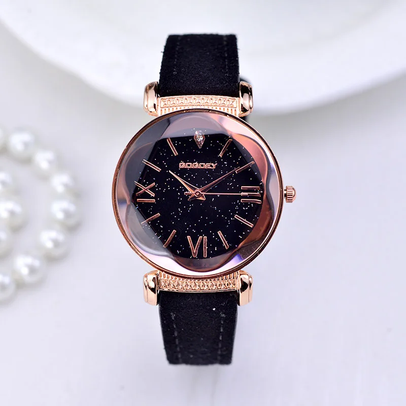 ladies watch with leather straps