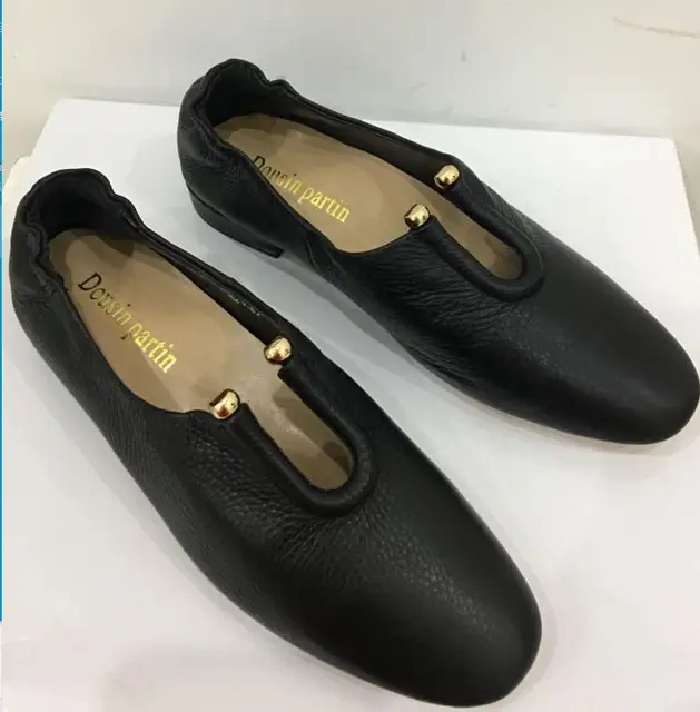 Dousin Partin Black Leather Women flats slip on soft leather quality women shoes lady shoes N 52412563-animated-img