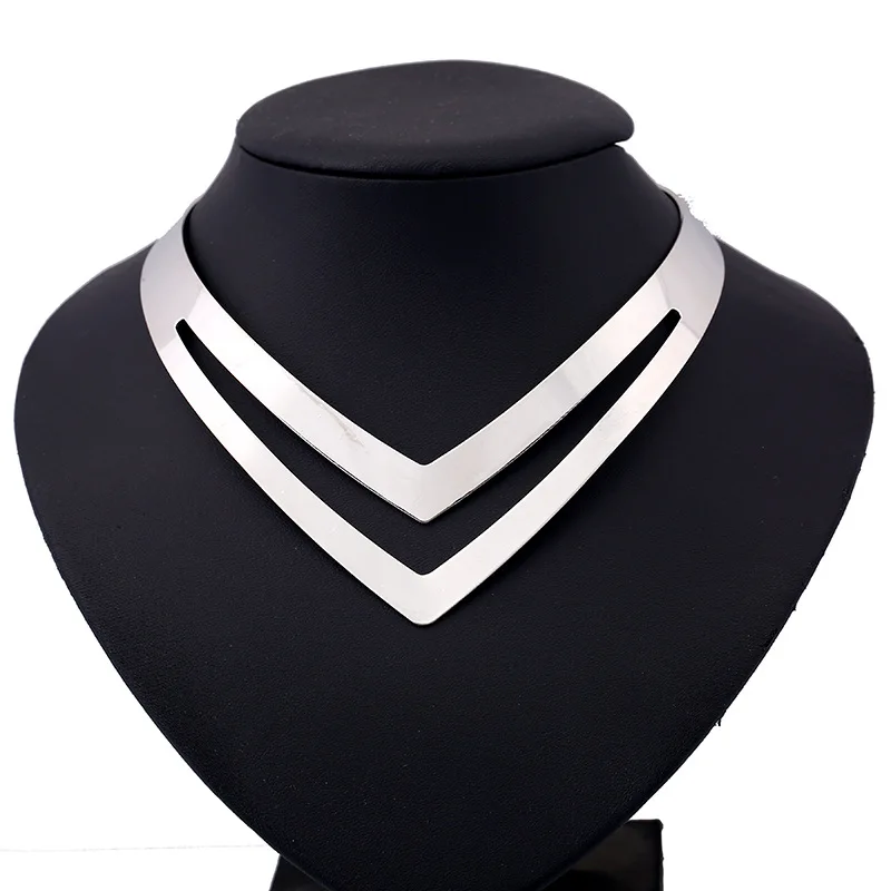 Punk Solid Alloy Torques Choker Necklaces For Women African Simple Chunky  Metal Bib Collar Necklace Maxi Fashion Jewelry MANILAI