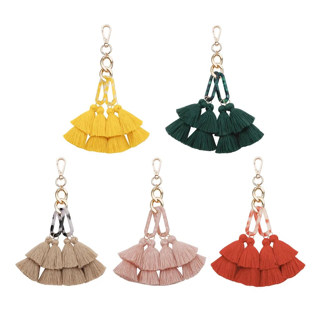 Fashion Simple Leather Tassel Keychain Women Bag Ornaments Key Ring Car Key  Chain Valentines Day Gift Key Holder Fringe Jewelry