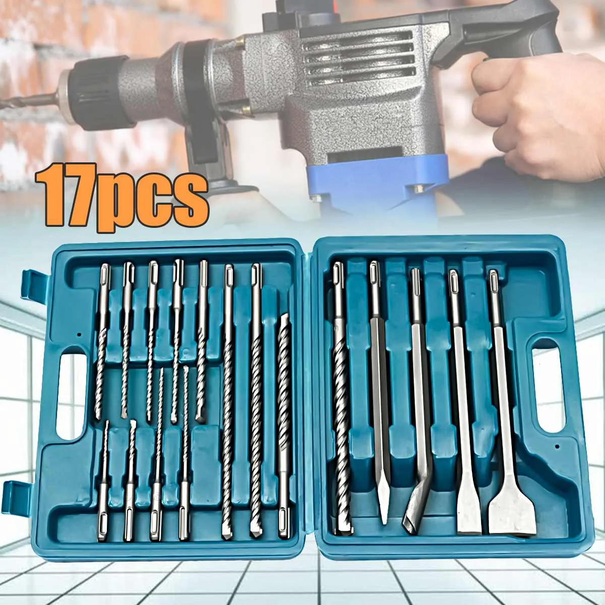 17pcs/set Drill Bits Chisel SDS Plus 