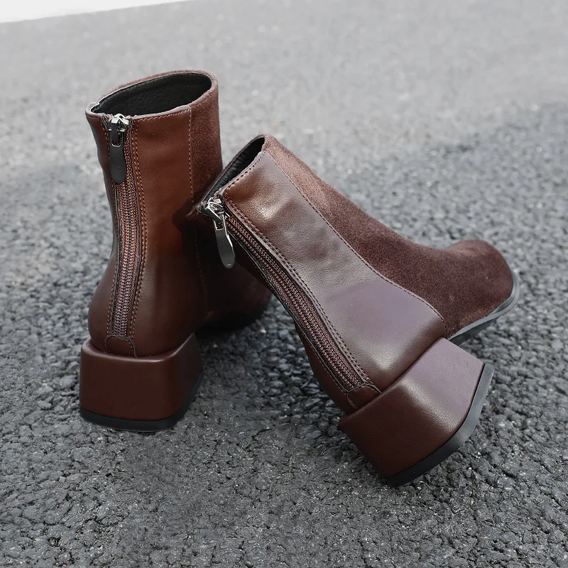 womens brown booties with heel