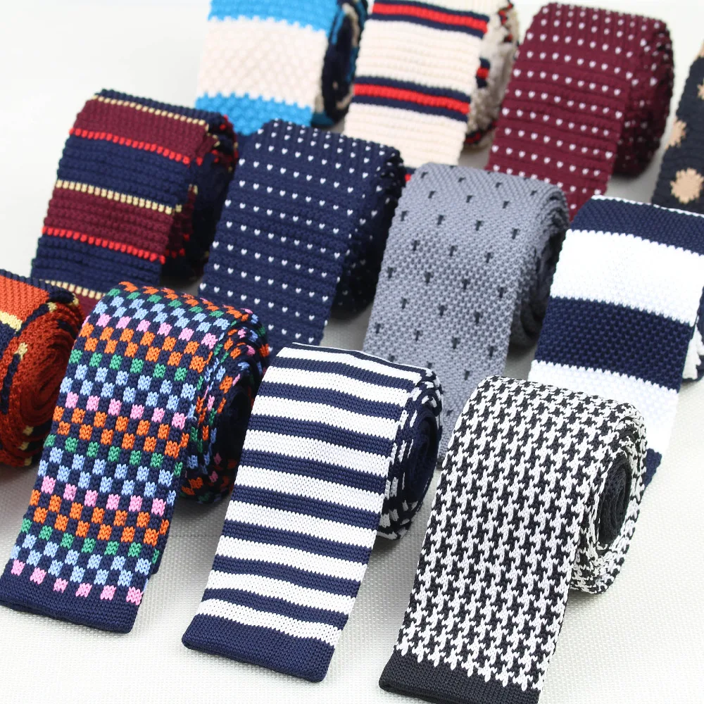 Men's Knitted Knit Leisure Striped Tie Fashion Skinny Narrow Slim Neck Ties For Men Skinny Woven Designer Cravat