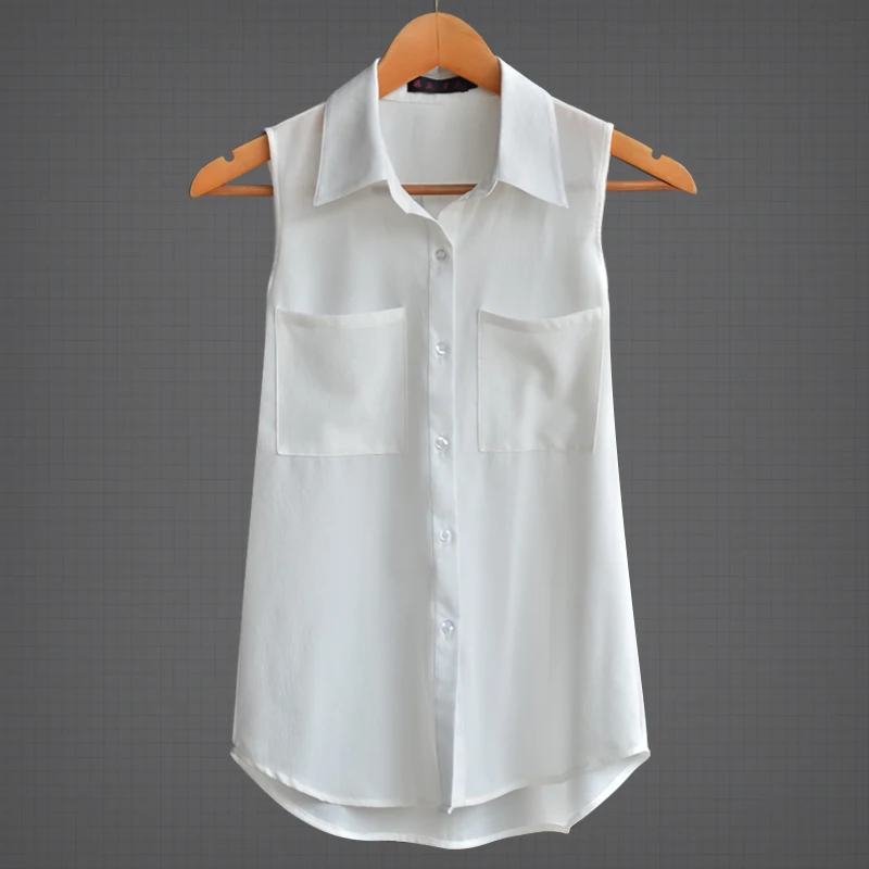 Sleeveless white collared shirt Clearance
