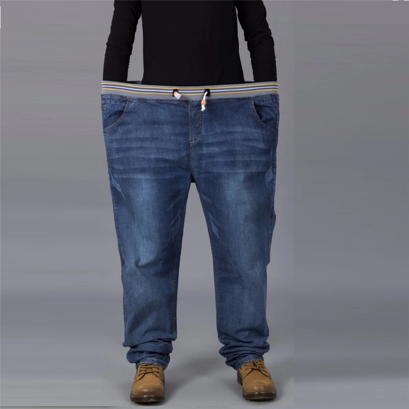 Jeans men elastic waist plus size 