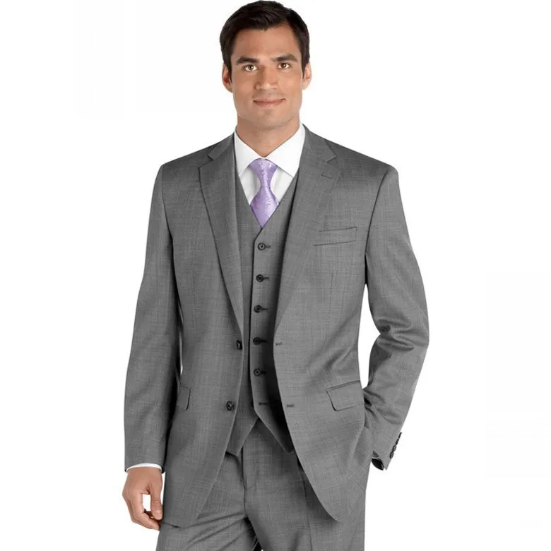 Gray Sharkskin Groom Suit Custom Made 