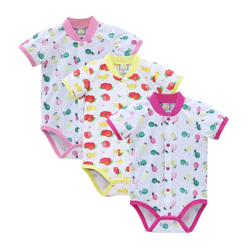 100% Cotton Newborn Bodysuits Baby 3pcs/lot Girls Jumpsuits Summer Short Toddler Clothing Fashion Clothes 2021 children's bodie-animated-img