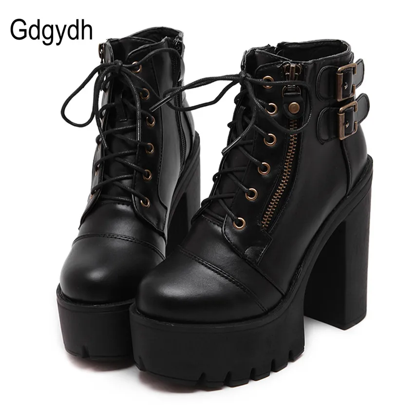 black platform boots for women