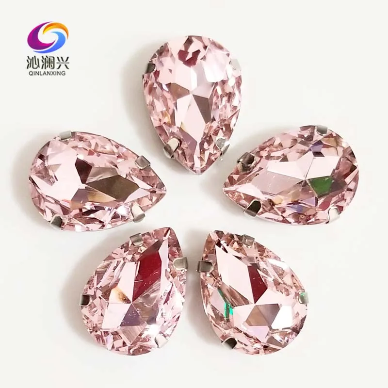 Glitter Mixed Shape Glass Rhinestones For Clothes Pink Flatback