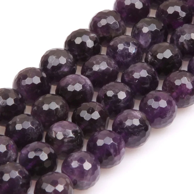 Small Natural Stone Purple Amethyst 3/4mm Beads Round Faceted