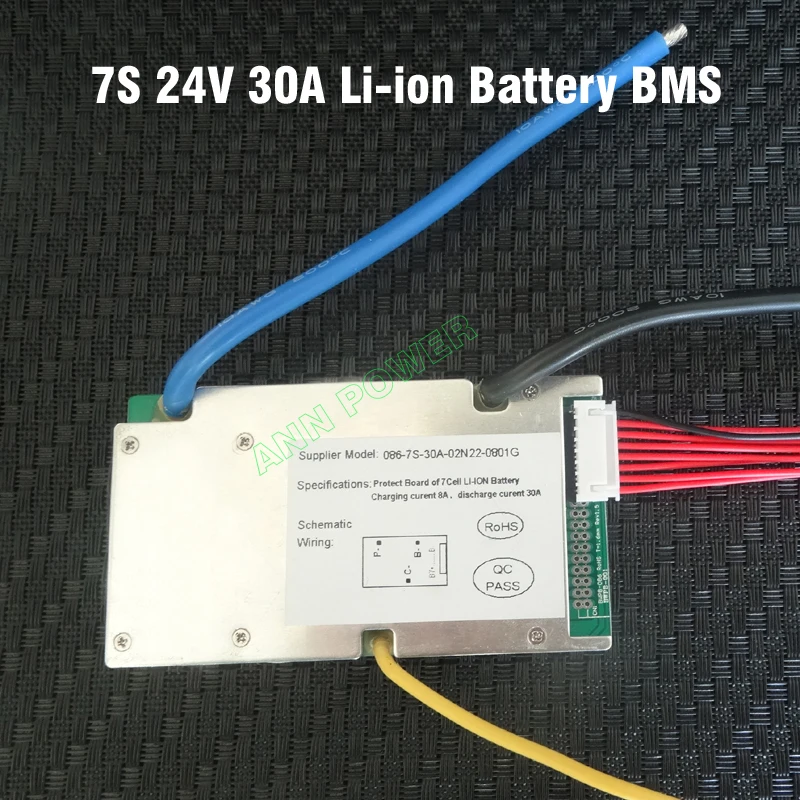 7S 25.9V 30A lithium polymer battery BMS 30A continuous 100A peak current 500-800W 24V 30A li-ion battery BMS balance function-animated-img