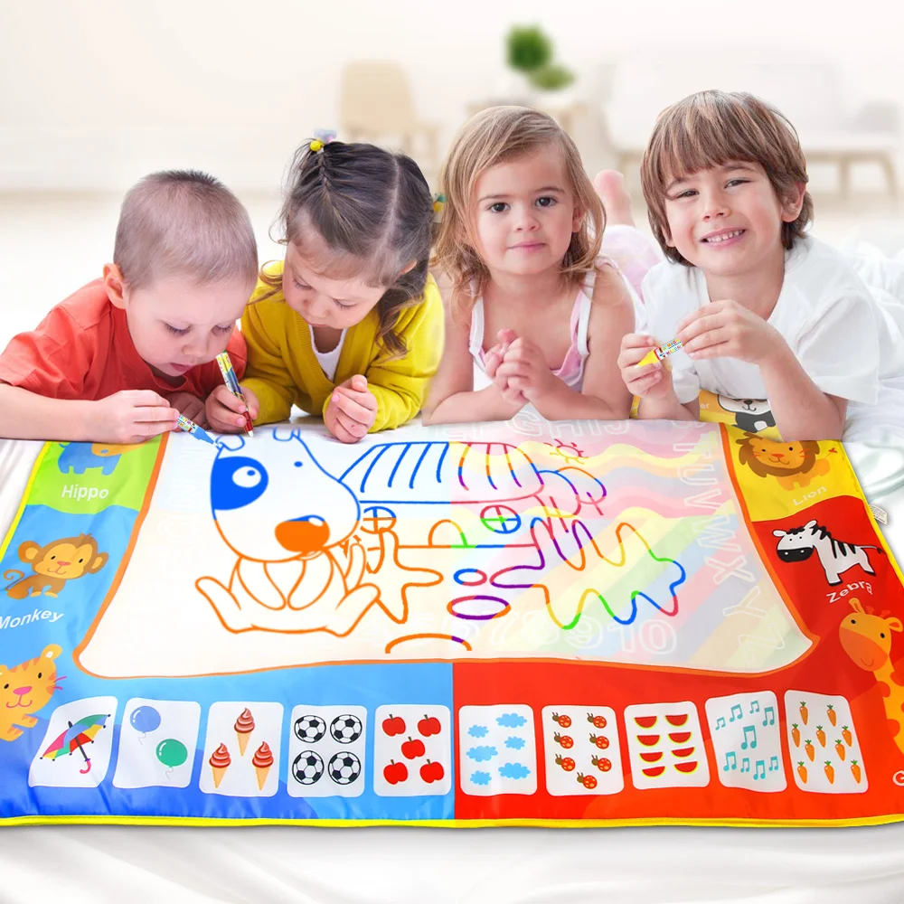 Big Size Water Drawing Mat Rug with Magic Pen Painting Board Kids Carpet Painting Training Educational Toys Gift for Kids-animated-img