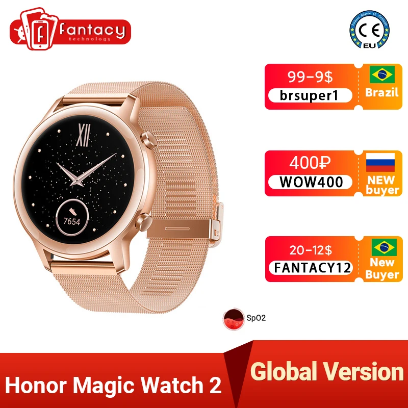 קנו אלקטרוניקה חכמה | Global Version Honor Magic Watch 2 Watch Magic 2  Smart Watch 42mm Blood Oxygen spo2 Phone Call Heart Rate For Android ios