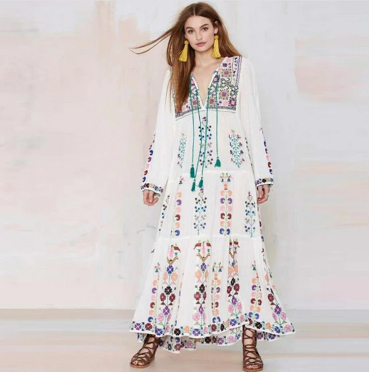 TEELYNN cotton floral embroidered maxi 