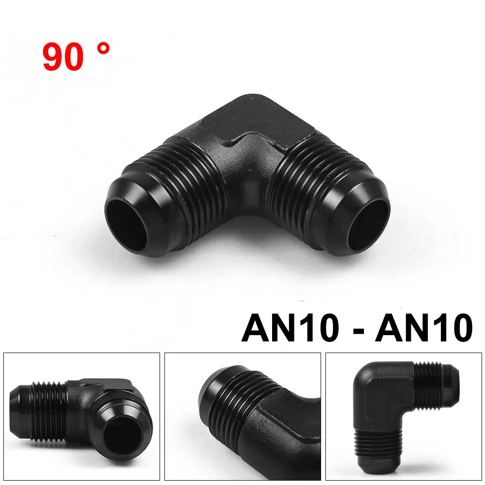 AN10 10-AN Male to 10AN AN-10 Male 90 Degree Flare Swivel Fitting Adapter BLACK TT102206-animated-img