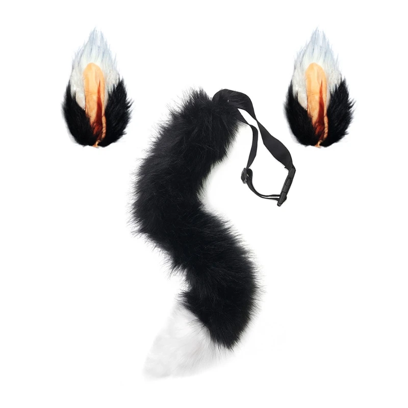 Cumpără Costume și accesorii | 2pcs Cat Ears and Wolf Fox Animal Tail  Cosplay Costume Faux Fur Hair Clip Headdress Halloween Birthday Party Plush  Set
