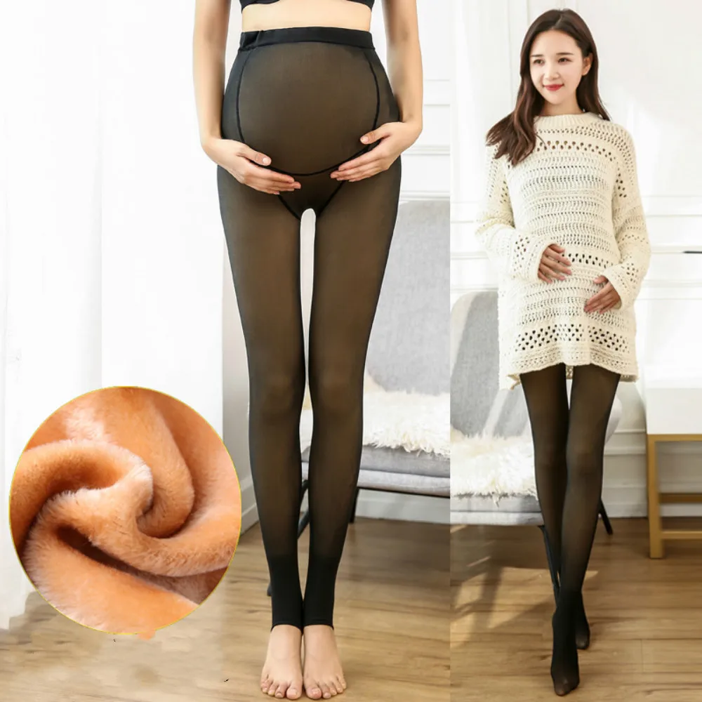 Pregnant Women Pantyhose Velvet Suitable 40-75kg Mother Fake Meat Leggings Autumn And Winter Plush Thickened Color Barefoot-animated-img