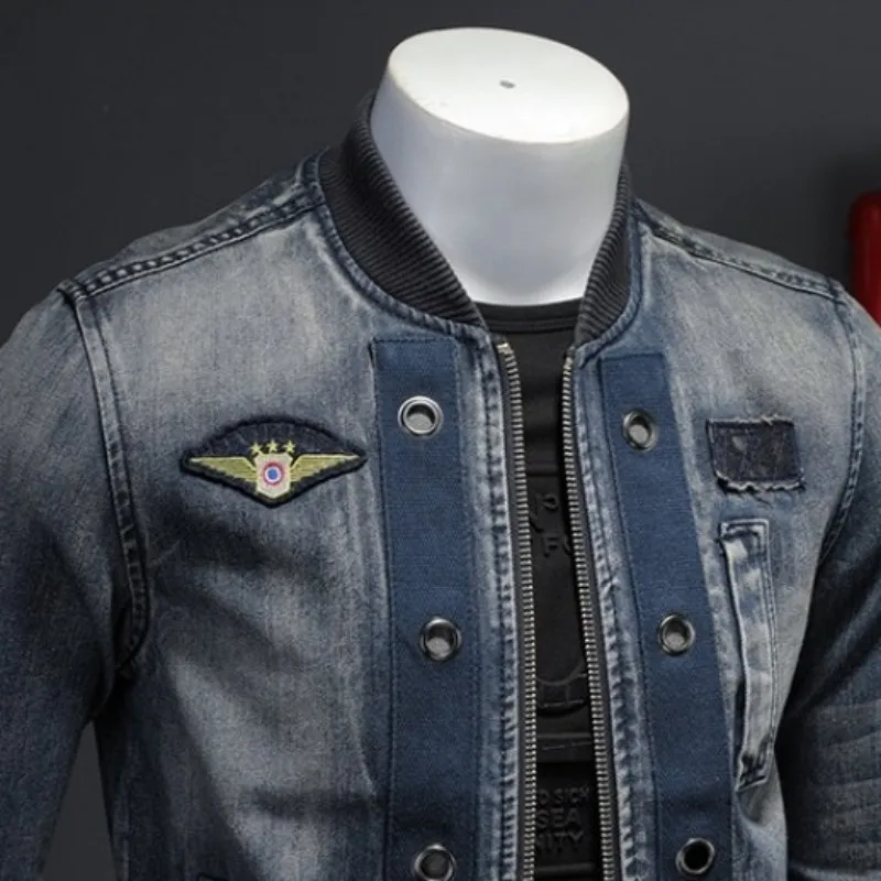 Jean Outerwear Fashion Mens Biker Jackets