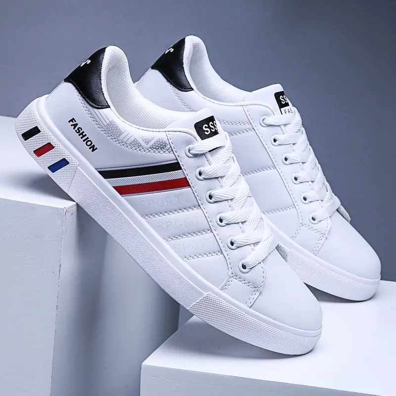 White Casual Shoes Men Leather Sneakers 