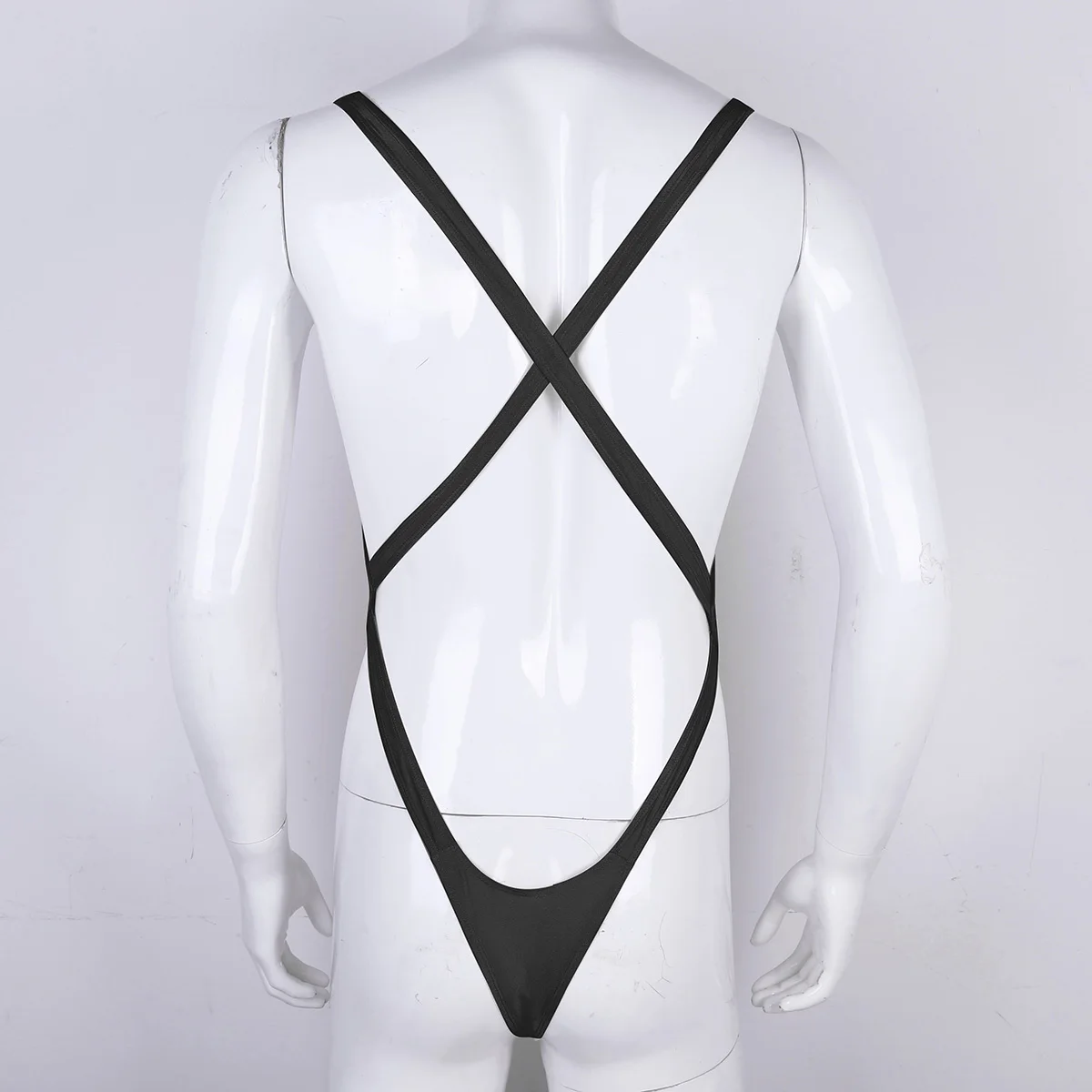קנו הלבשה תחתונה לגבר  MSemis Mens Bodystocking High Cut Thong Leotard  Bodysuit One-piece Lingerie Body suit Sleeveless Criss-Cross Backless  Underwear