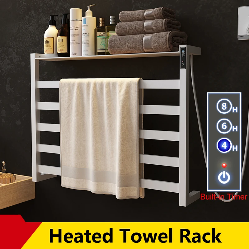 Купить Сантехника bathroom heated towel rail with shelf 110v wall mounted towel dryer rack
