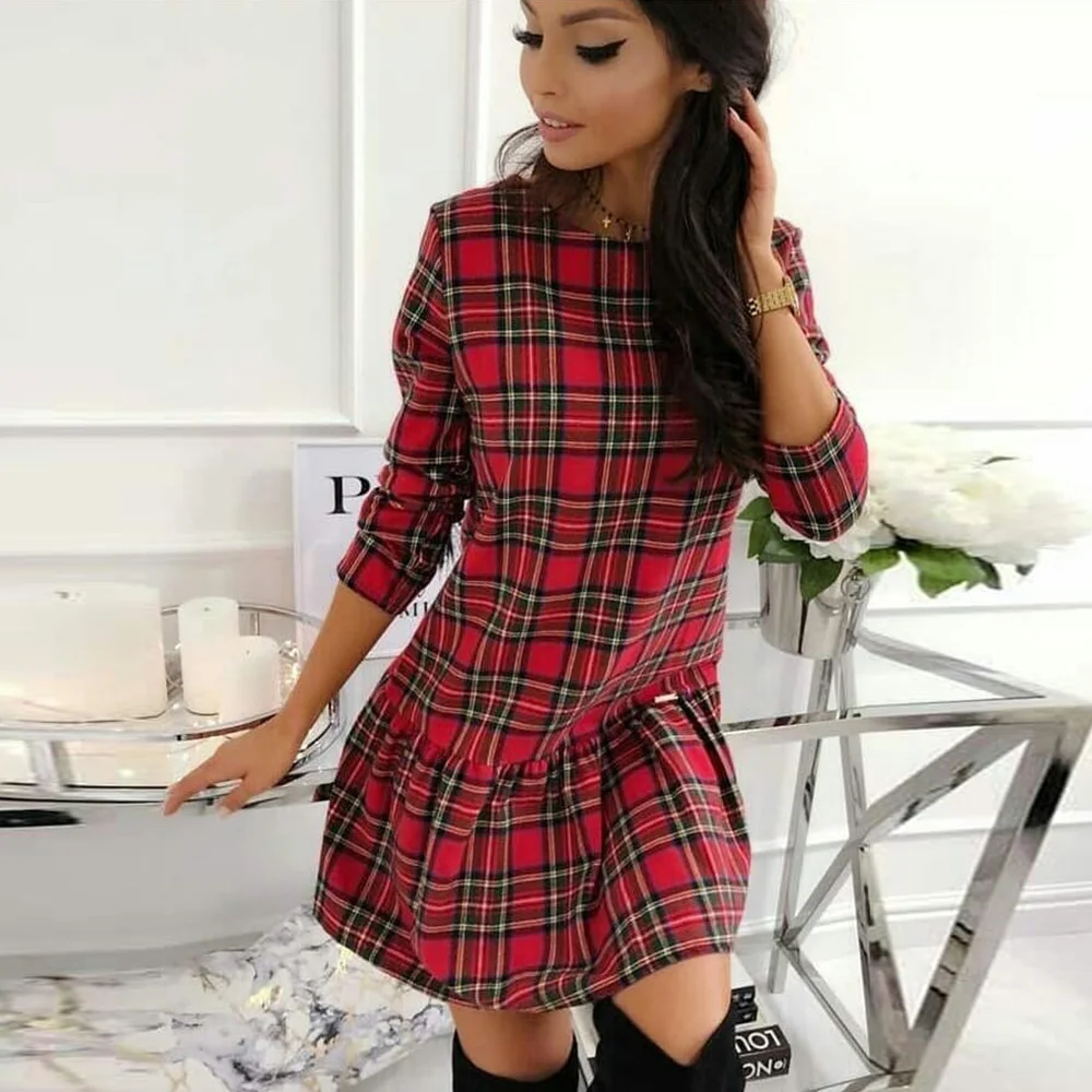 Sale Plaid Long Sleeve Women Christmas 